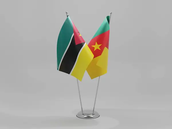 Kamerun Vlajky Spolupráce Mosambiku Bílé Pozadí Vykreslování — Stock fotografie