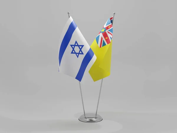 Niue Israel Cooperation Flags White Background Render — стокове фото