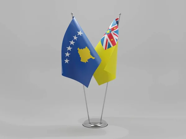 Niue Kosovo Cooperation Flags White Background Render — стокове фото