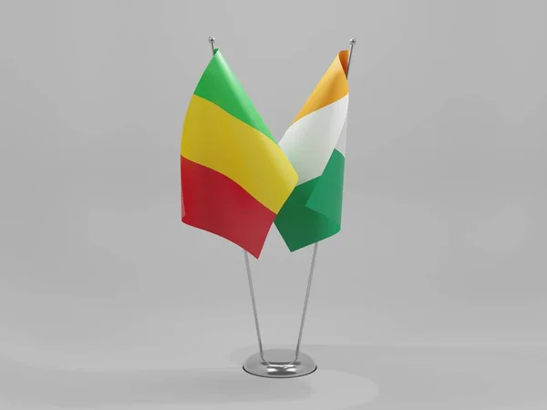 Cote Ivoire Mali Cooperation Flags White Background Render — 스톡 사진