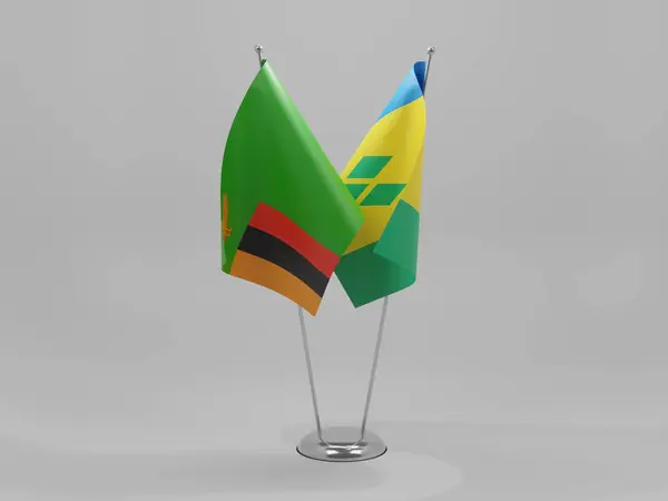 Saint Vincent Les Grenadines Drapeaux Coopération Zambie Fond Blanc Render — Photo