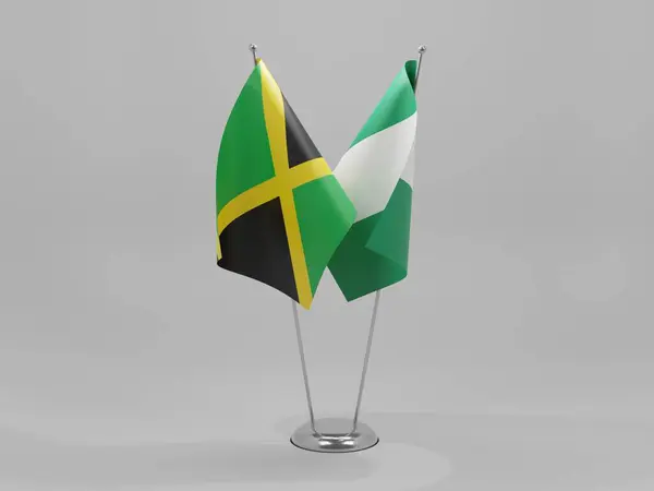 Nigeria Jamaica Cooperation Flags White Background Render — Stock Photo, Image