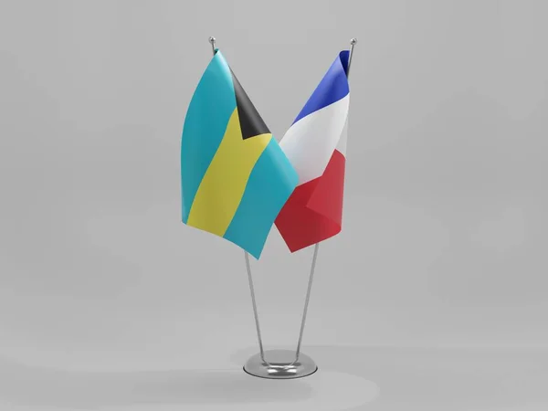 フランス バハマ協力旗 白背景 3Dレンダリング — ストック写真