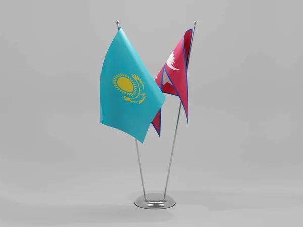 Nepal Bandiere Cooperazione Kazakistan Sfondo Bianco Render — Foto Stock