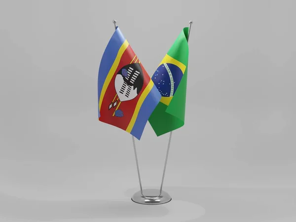 Brazilië Swaziland Samenwerking Vlaggen Witte Achtergrond Render — Stockfoto