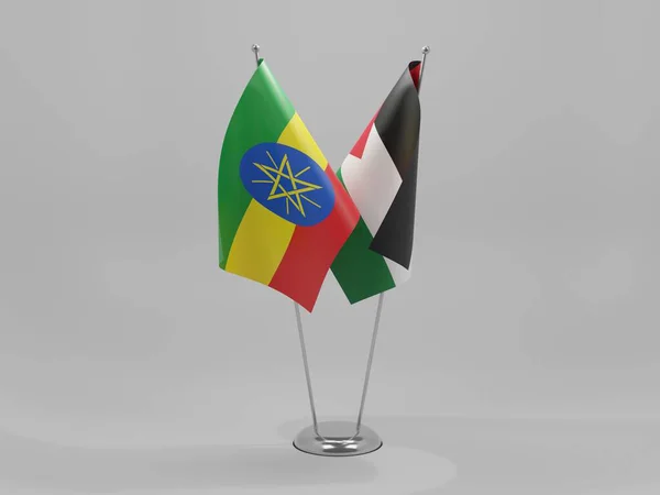 Palestina Etiópia Bandeiras Cooperação Fundo Branco Render — Fotografia de Stock