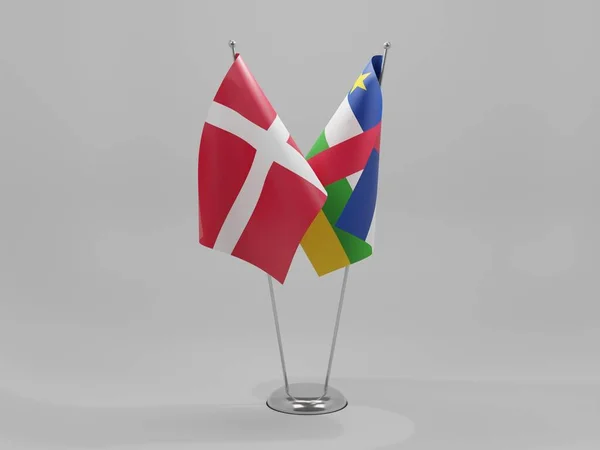 Republika Środkowoafrykańska Dania Flagi Współpracy Białe Tło Render — Zdjęcie stockowe