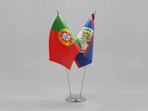 Belice Banderas Cooperación Portugal Fondo Blanco Render —  Fotos de Stock