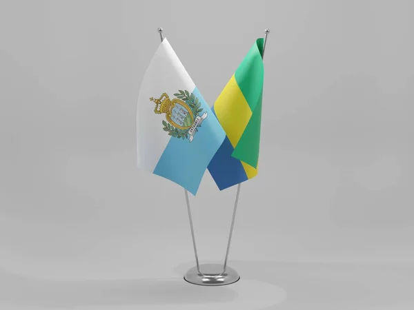 Gabon San Marino Cooperation Flags White Background Render — стокове фото
