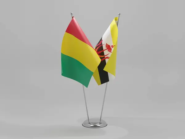 Brunei Bandiere Cooperazione Della Guinea Sfondo Bianco Render — Foto Stock
