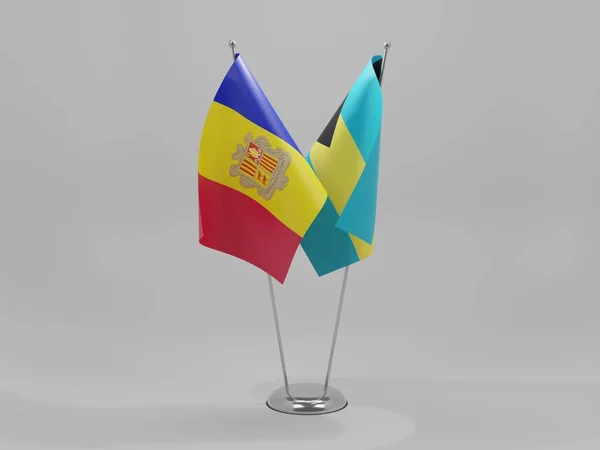Bahamalar Andorra Şbirliği Bayrakları Beyaz Arkaplan Render — Stok fotoğraf