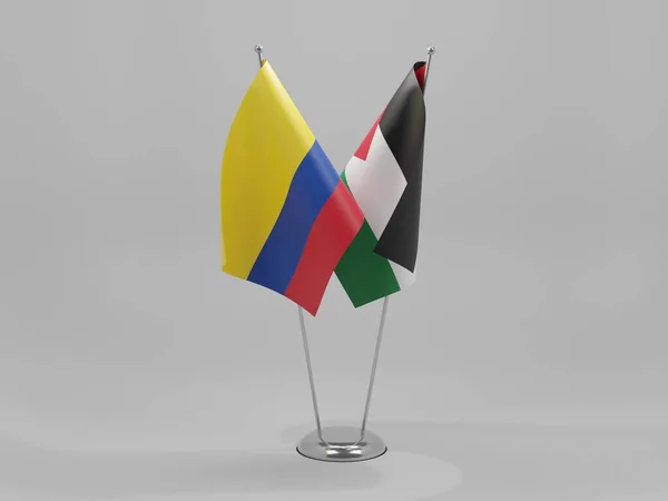 Палестина Колумбия Флаги Сотрудничества Белый Фон Рендер — стоковое фото