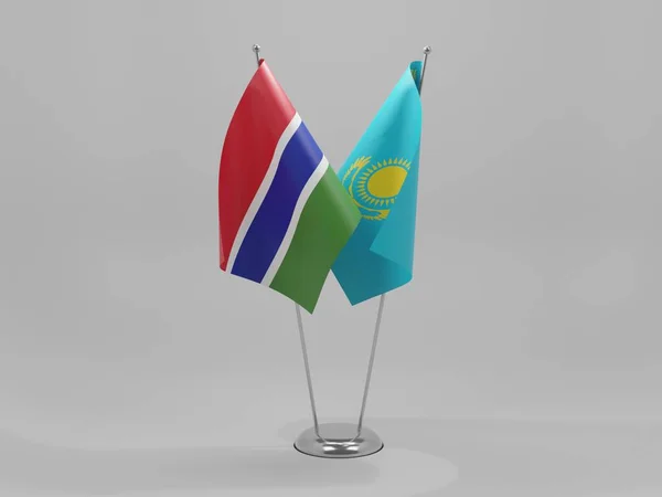 Cazaquistão Bandeiras Cooperação Gâmbia Fundo Branco Render — Fotografia de Stock