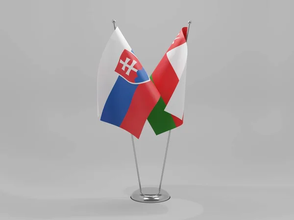Omán Szlovákia Együttműködési Zászlók Fehér Háttér Render — Stock Fotó