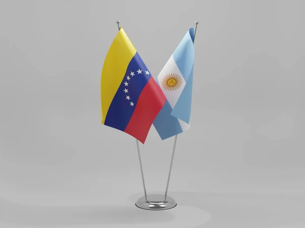 Argentinië Venezuela Samenwerking Vlaggen Witte Achtergrond Render — Stockfoto