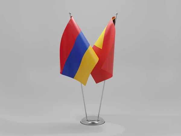 East Timor Armenia Cooperation Flags White Background Render — стокове фото