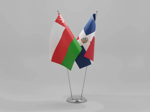 República Dominicana Banderas Cooperación Omán Fondo Blanco Render — Foto de Stock