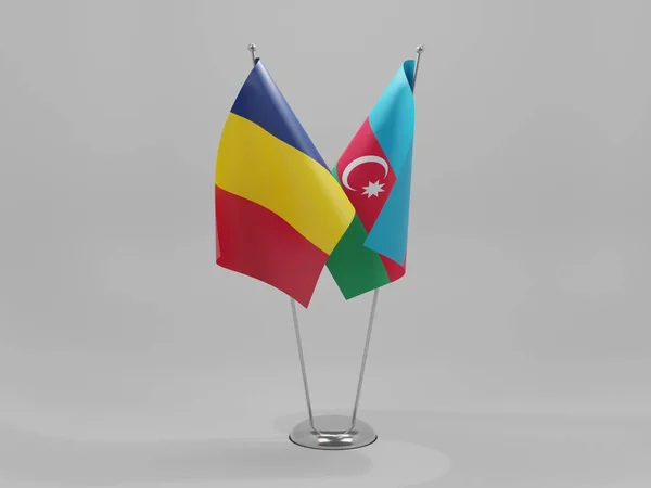 Azerbaiyán Banderas Cooperación Chad Fondo Blanco Render — Foto de Stock