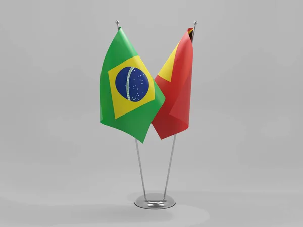 Timor Leste Bandeiras Cooperação Brasil Fundo Branco Render — Fotografia de Stock