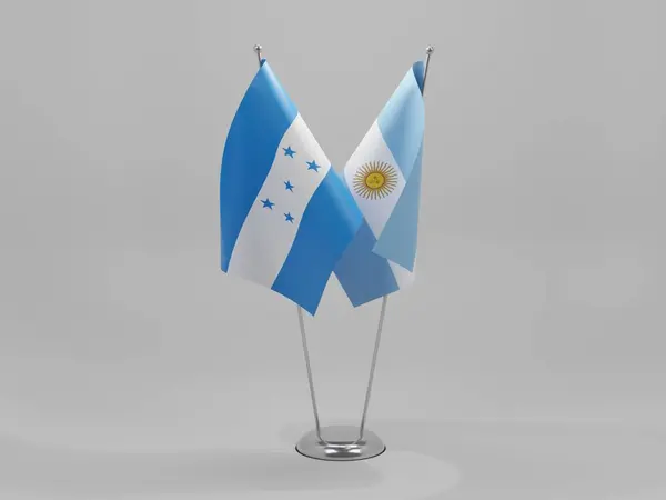 Argentina Bandeiras Cooperação Honduras Fundo Branco Render — Fotografia de Stock