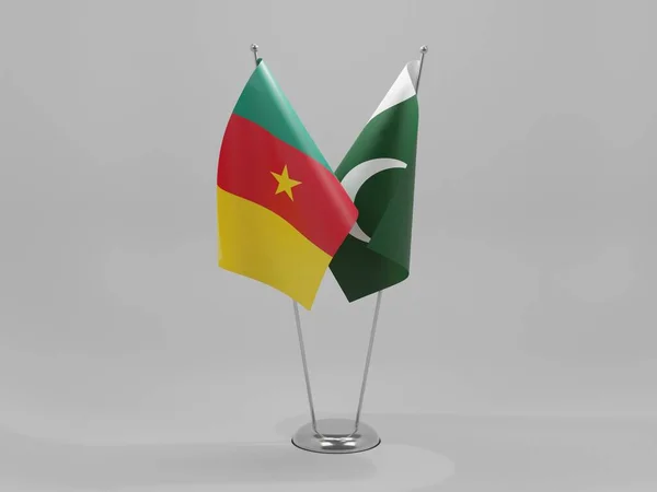 Pakistan Kamerun Flagi Współpracy Białe Tło Render — Zdjęcie stockowe