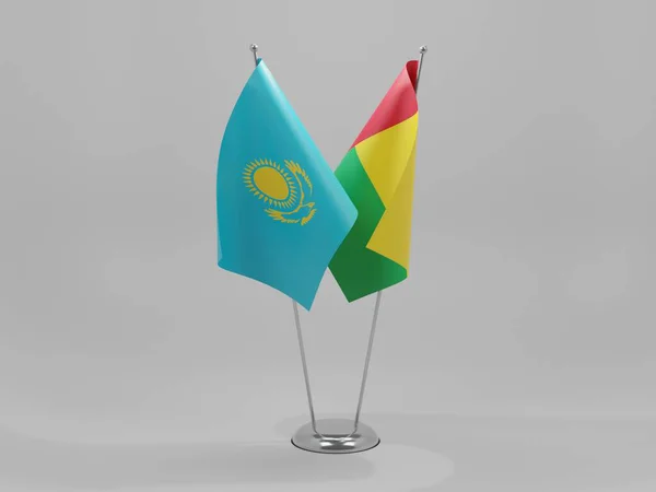 Guinea Bissau Kazakstans Samarbetsflaggor Vit Bakgrund Render — Stockfoto