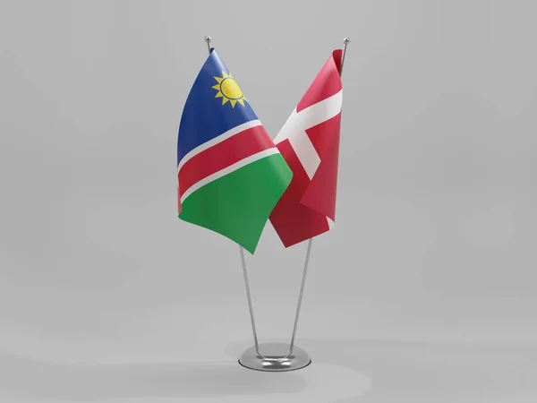 Dinamarca Banderas Cooperación Namibia Fondo Blanco Render —  Fotos de Stock