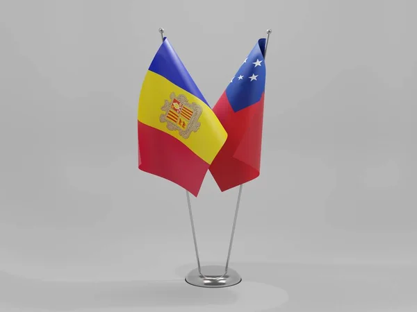 Samoa Andorra Cooperation Flags White Background Render — 스톡 사진