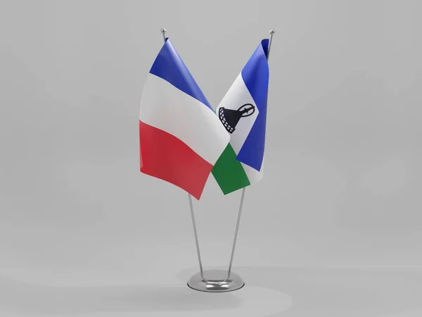 Lesotho Banderas Cooperación Francia Fondo Blanco Render — Foto de Stock