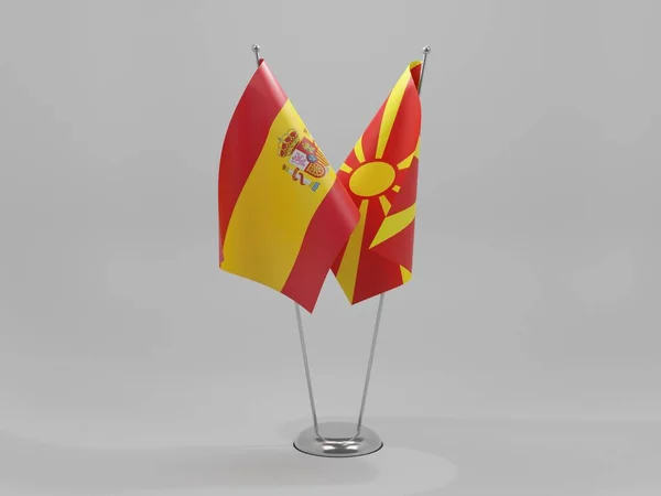 Macedonia Banderas Cooperación España Fondo Blanco Render —  Fotos de Stock