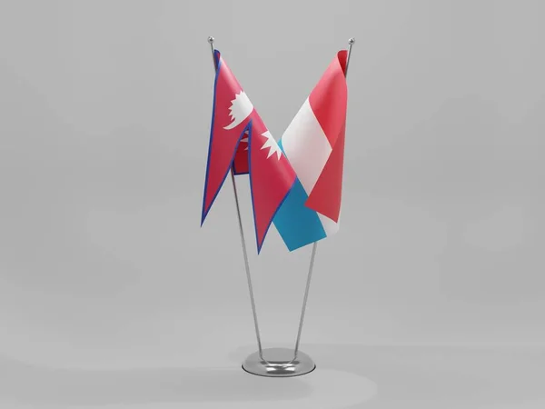 Luxemburgo Banderas Cooperación Nepal Fondo Blanco Render — Foto de Stock