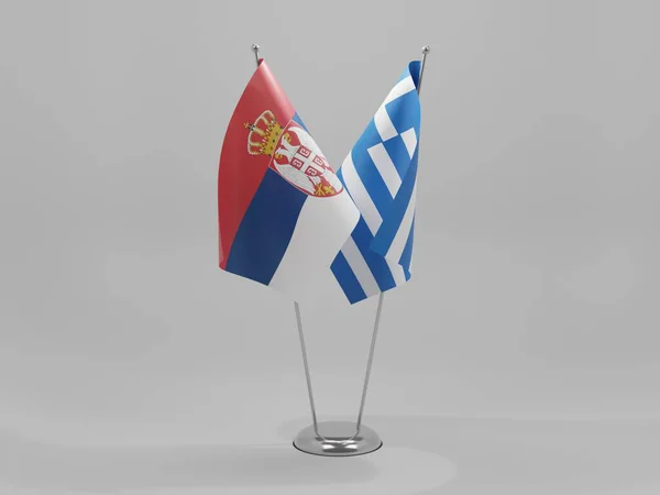 Drapeaux Coopération Grèce Serbie Fond Blanc Render — Photo