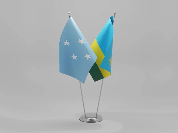 卢旺达 密克罗尼西亚合作旗 白色背景 3D渲染 — 图库照片