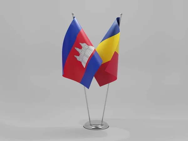 Σημαίες Συνεργασίας Τσαντ Καμπότζης Λευκό Φόντο Render — Φωτογραφία Αρχείου