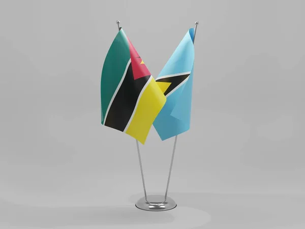 Santa Lucía Banderas Cooperación Mozambique Fondo Blanco Render —  Fotos de Stock