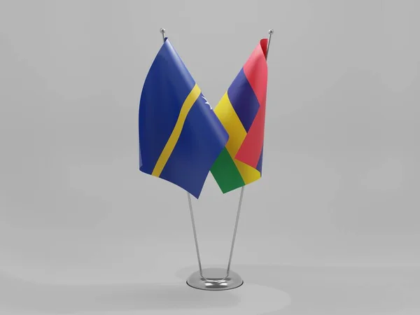 Mauritius Flagi Współpracy Nauru Białe Tło Render — Zdjęcie stockowe