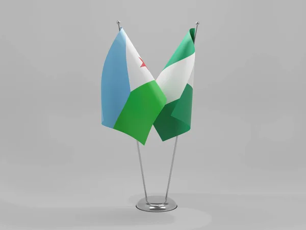 Nigéria Bandeiras Cooperação Jibuti Fundo Branco Render — Fotografia de Stock
