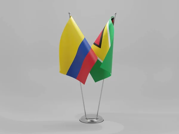Guyana Colombia Banderas Cooperación Fondo Blanco Render —  Fotos de Stock