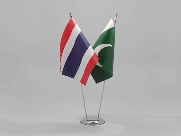 Pakistán Banderas Cooperación Tailandia Fondo Blanco Render — Foto de Stock