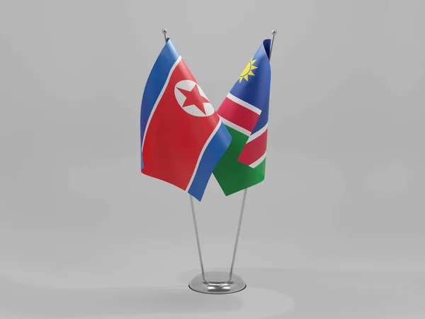 Namibia Banderas Cooperación Corea Del Norte Fondo Blanco Render —  Fotos de Stock