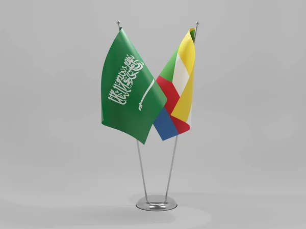 Κομόρες Σαουδική Αραβία Συνεργασία Σημαίες Λευκό Φόντο Render — Φωτογραφία Αρχείου