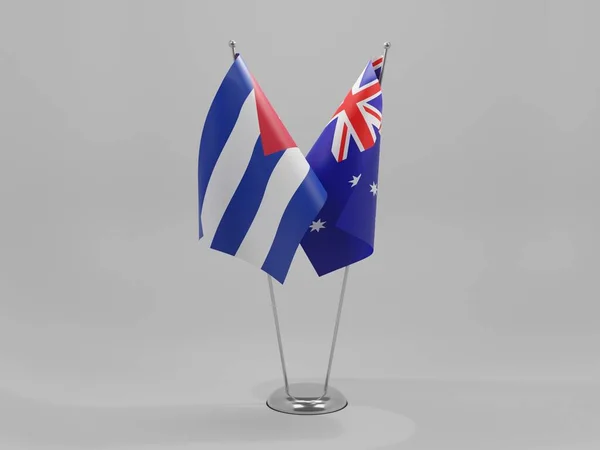 Australia - Cuba Cooperation Flags, White Background - 3D Render