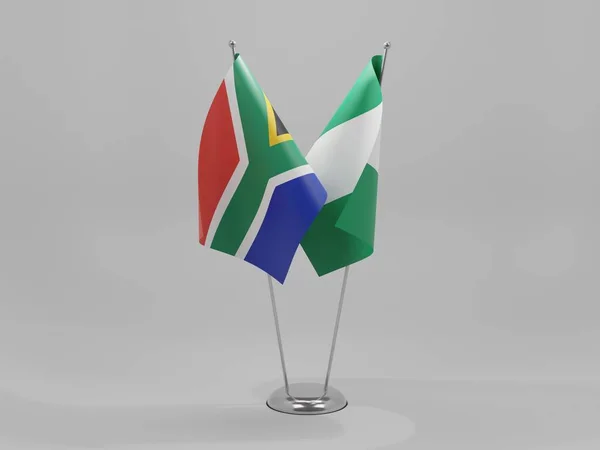 Nigéria Dél Afrikai Együttműködés Zászlók Fehér Háttér Render — Stock Fotó