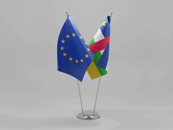 Central African Republic European Union Cooperation Flags White Background Render — Stock Photo, Image