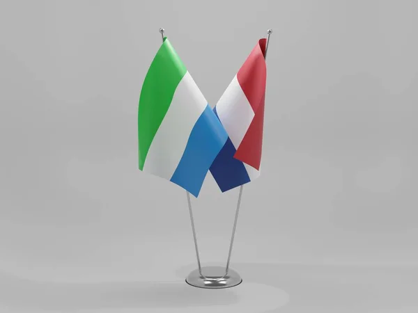 Nederländerna Sierra Leone Flaggor För Samarbete Vit Bakgrund Render — Stockfoto