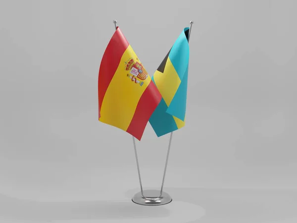 Bahama Spanje Samenwerking Vlaggen Witte Achtergrond Render — Stockfoto