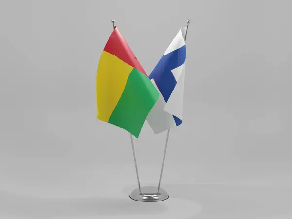 Finlande Drapeaux Coopération Guinée Bissau Fond Blanc Render — Photo