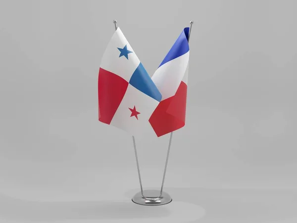 Francia Bandiere Cooperazione Panama Sfondo Bianco Render — Foto Stock