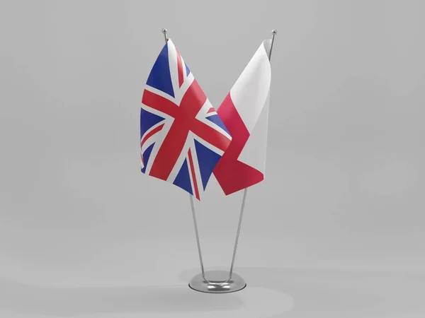 Polónia Reino Unido Bandeiras Cooperação Fundo Branco Render — Fotografia de Stock