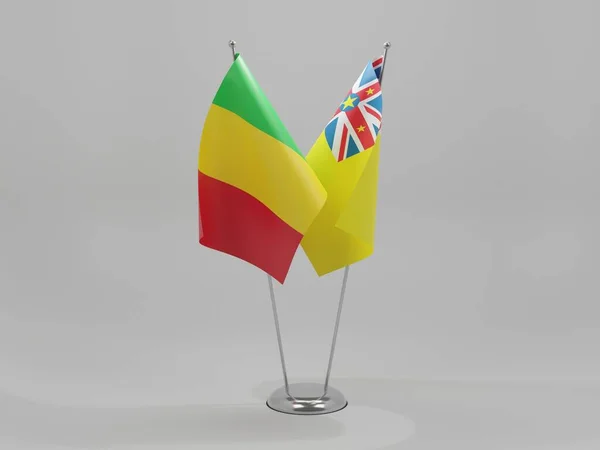 Ниуэ Флаги Сотрудничества Мали Белый Фон Рендер — стоковое фото
